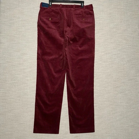 NEW Brooks Brothers Corduroy Pants 34x32 Mens Clark Chino Wine Burgundy